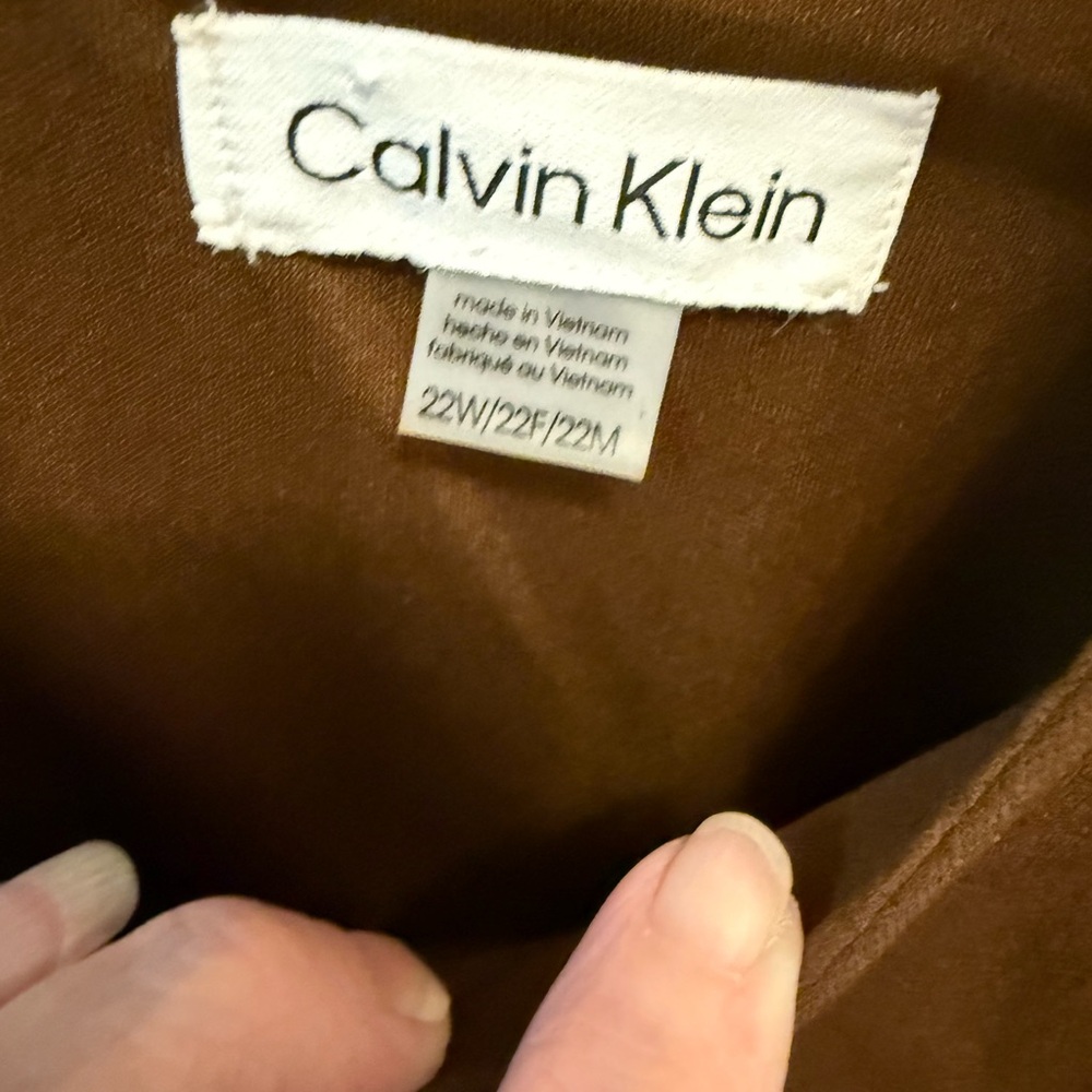 NWT Calvin Klein Minimalist Solid Color Brown Sheath Midi Dress SS 22W - Picture 11 of 11
